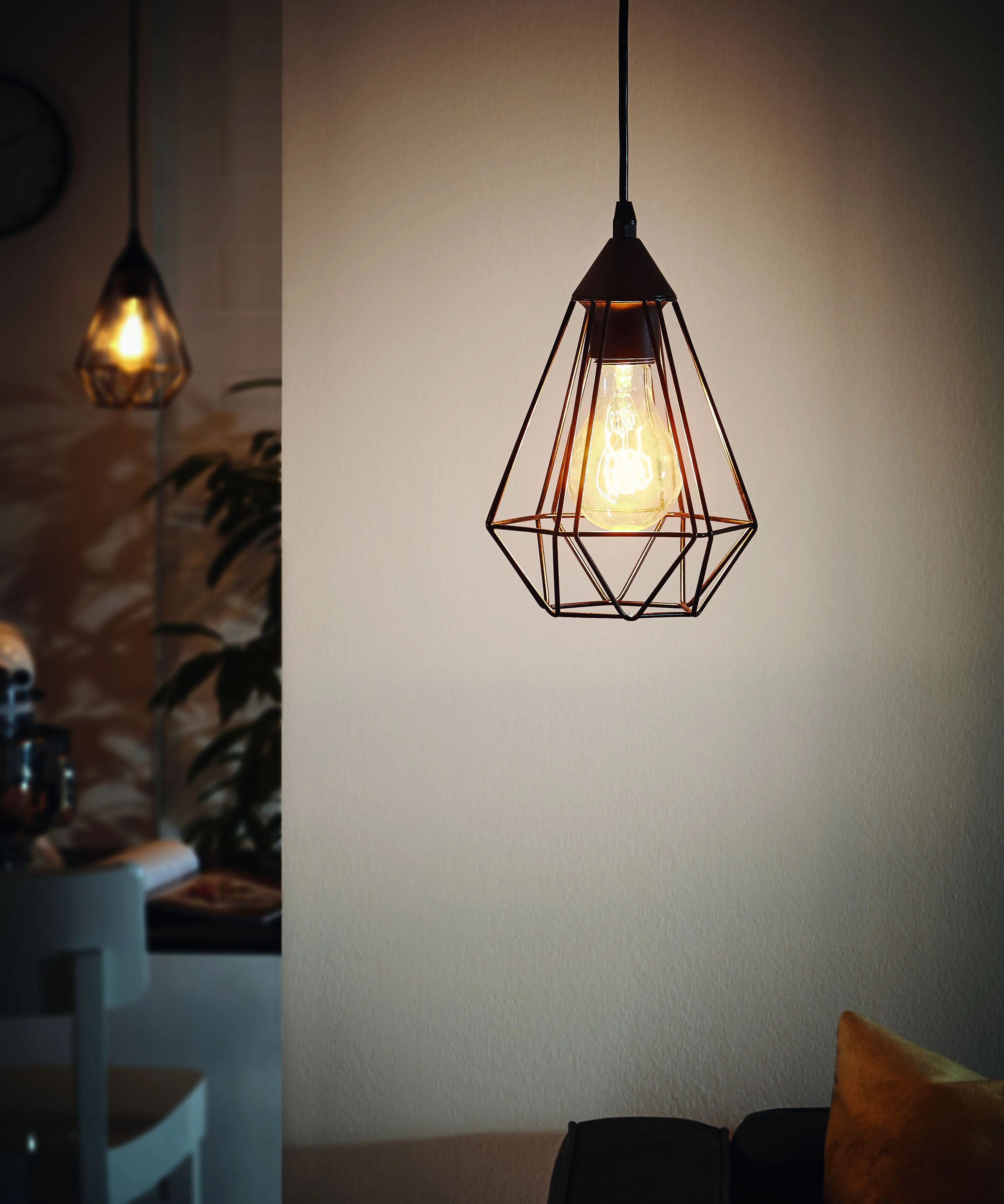 Eglo Lighting TARBES pendant light LED filament globes Black