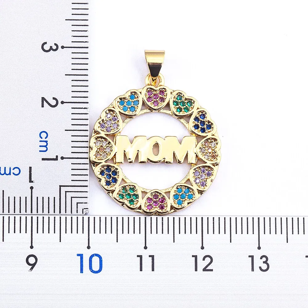 Elegant Fashion Rainbow Heart Crystal Mother Name Pendant Necklace