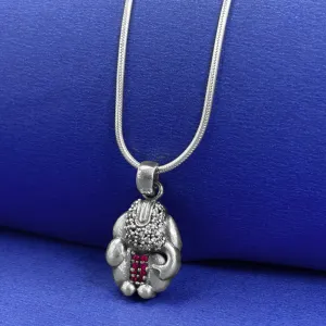 Elegant Ganesh Silver Zircon Pendant
