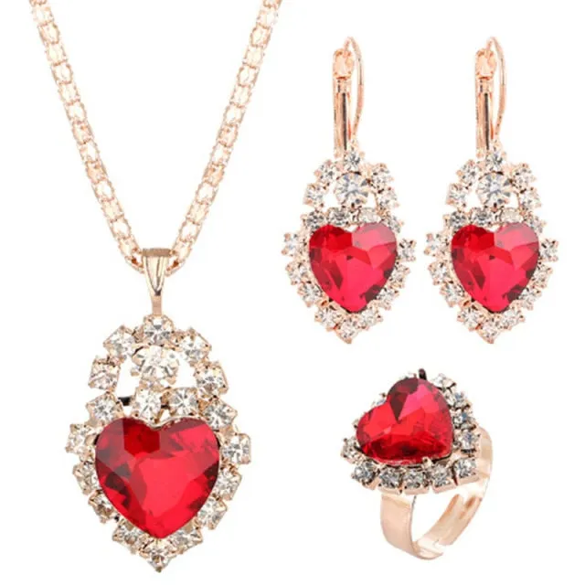 Elegant Gold Color Austrian Crystal Jewelry Set