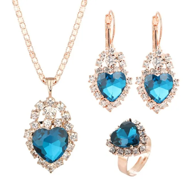 Elegant Gold Color Austrian Crystal Jewelry Set
