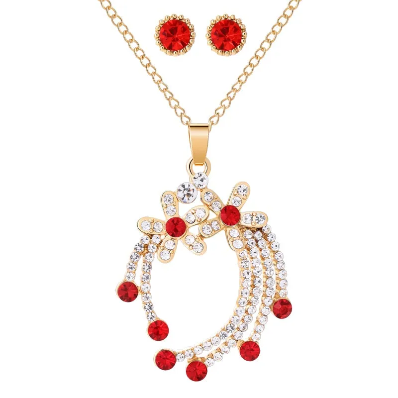 Elegant Gold Color Austrian Crystal Pendants Necklaces  Jewelry Sets
