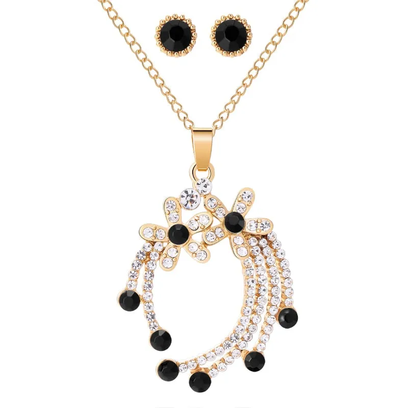 Elegant Gold Color Austrian Crystal Pendants Necklaces  Jewelry Sets