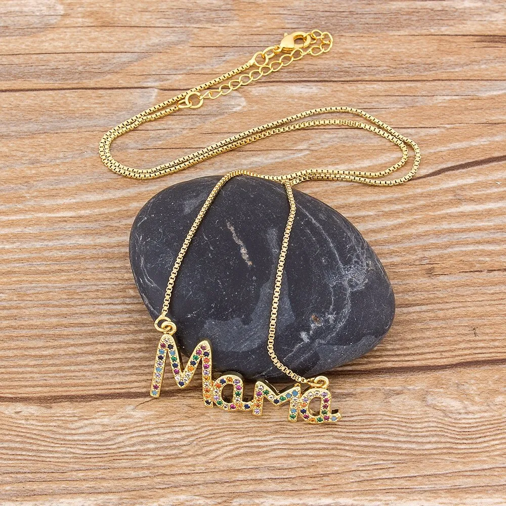 Elegant Mother's Day Gift MaMa Letter Name Pendant Chain Necklaces