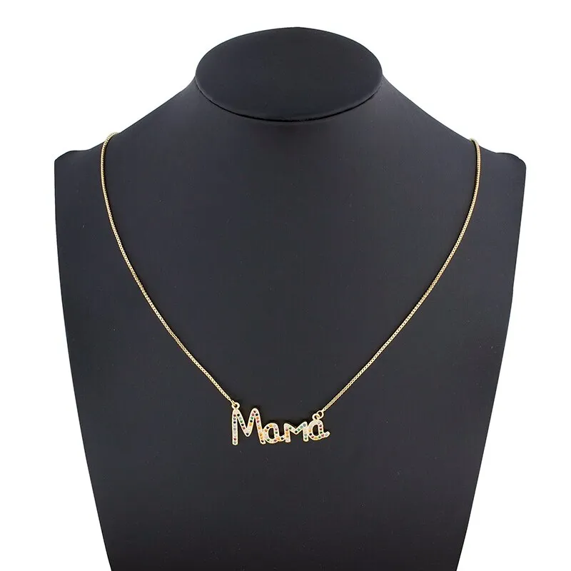 Elegant Mother's Day Gift MaMa Letter Name Pendant Chain Necklaces