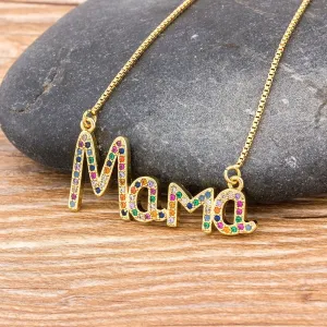 Elegant Mother's Day Gift MaMa Letter Name Pendant Chain Necklaces