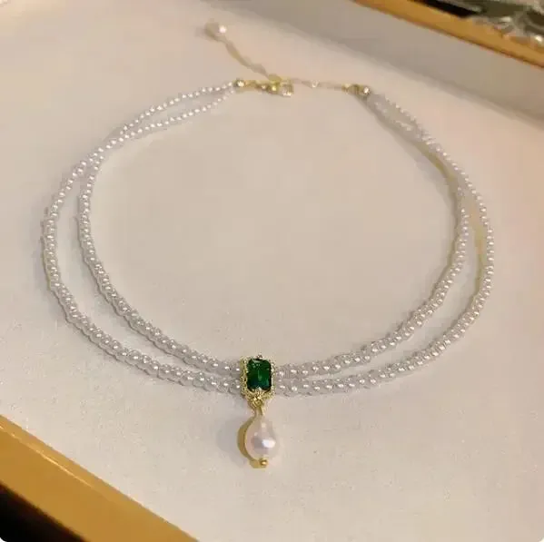 Elegant Pearl Necklaces and Earrings Choker Jewelry Set
