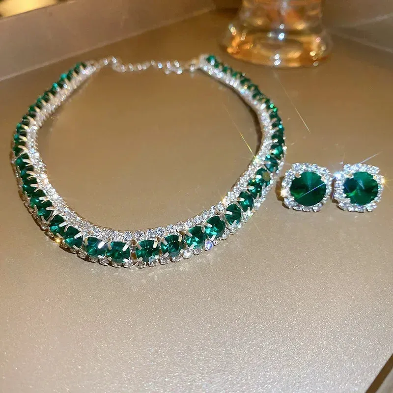 Elegant Pearl Necklaces and Earrings Choker Jewelry Set