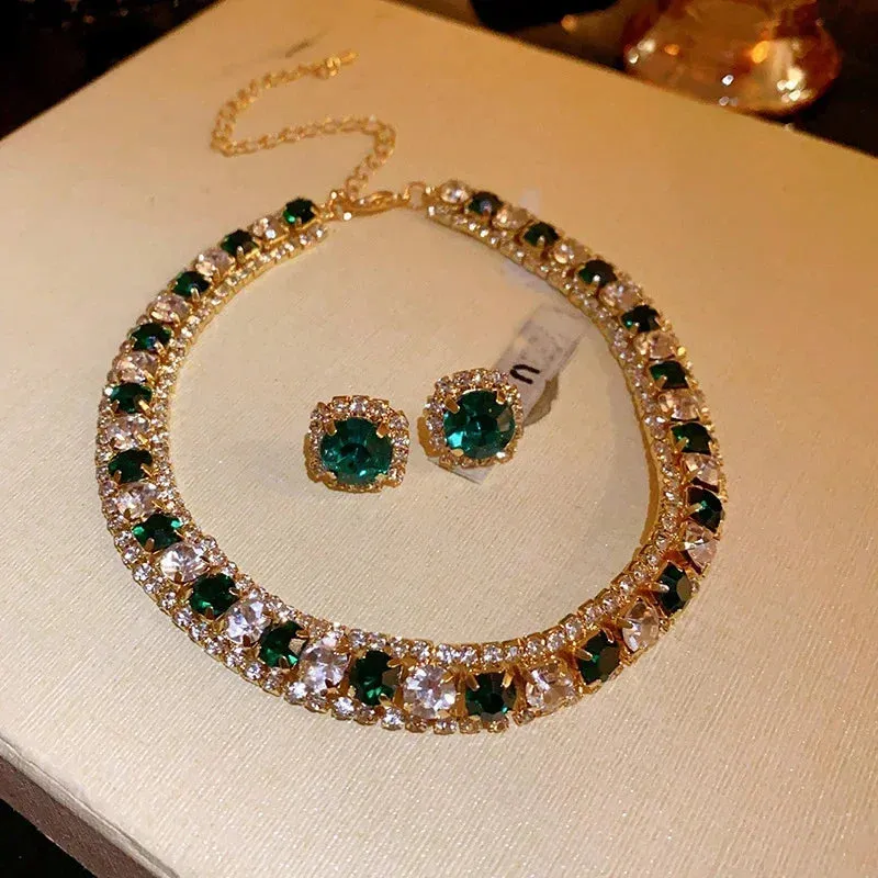 Elegant Pearl Necklaces and Earrings Choker Jewelry Set