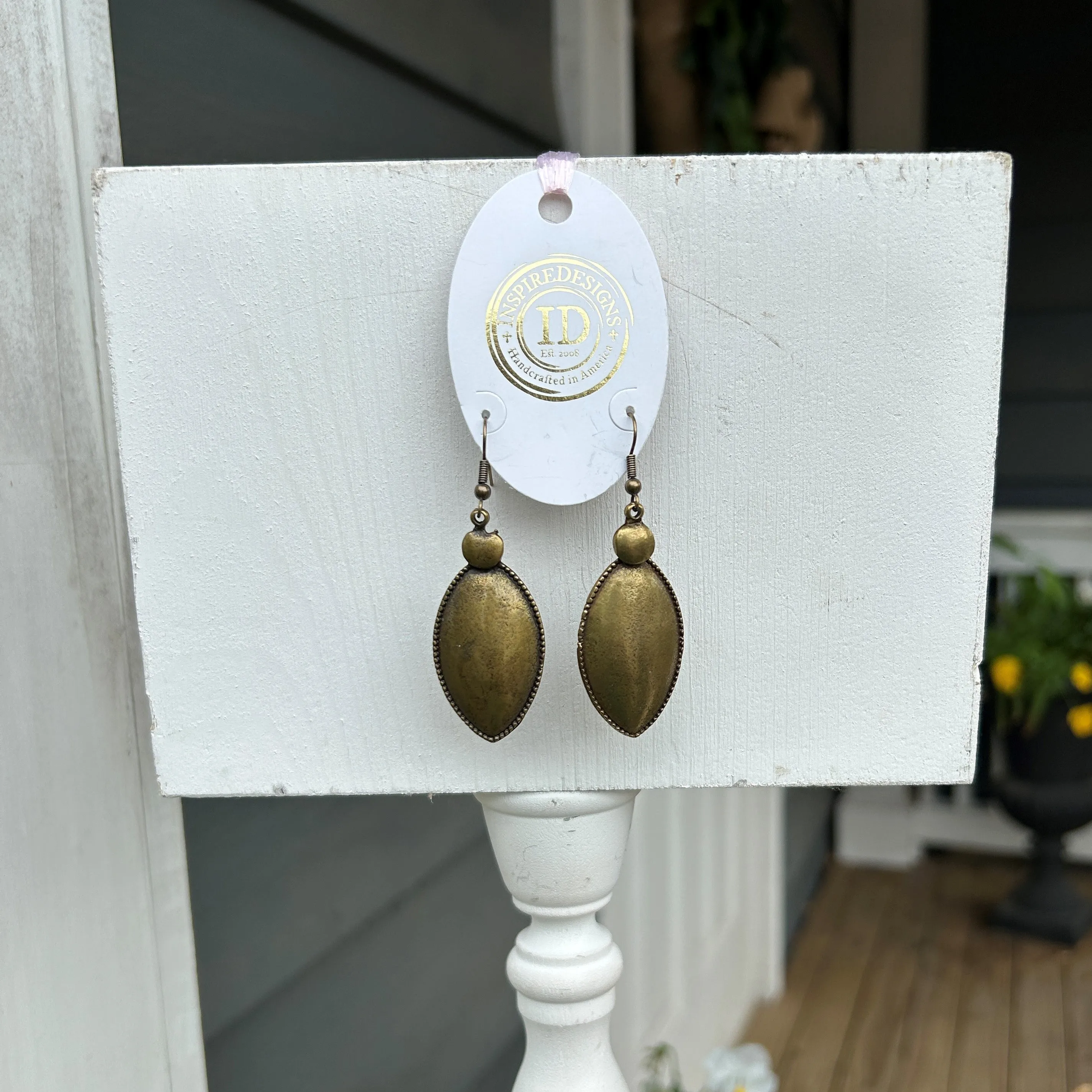 Ellipse Shaped Drop Earrings
