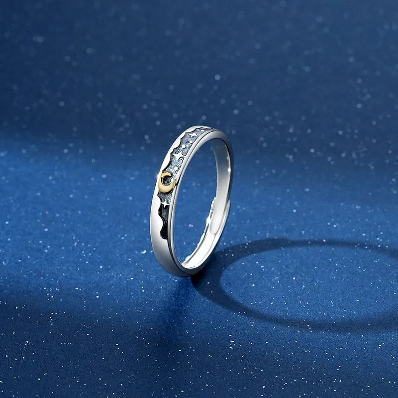 Engraved Sun and Moon Wedding Rings for Couples