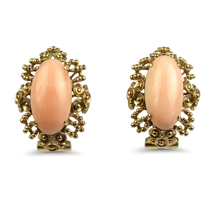 Estate 14k Yellow Gold Coral Stud Earrings