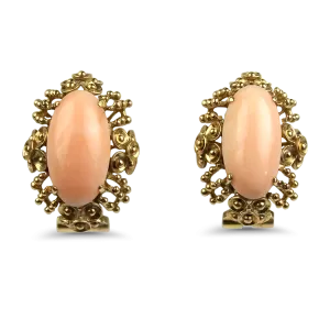 Estate 14k Yellow Gold Coral Stud Earrings