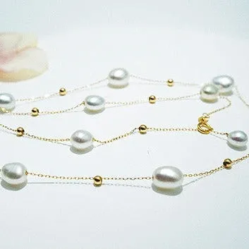 Ethereal Radiance - Australian South Sea Keshi Pearl 18k Necklace