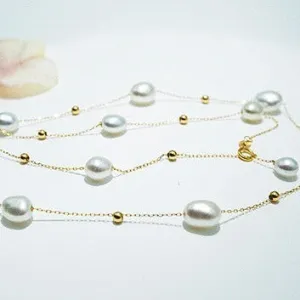 Ethereal Radiance - Australian South Sea Keshi Pearl 18k Necklace