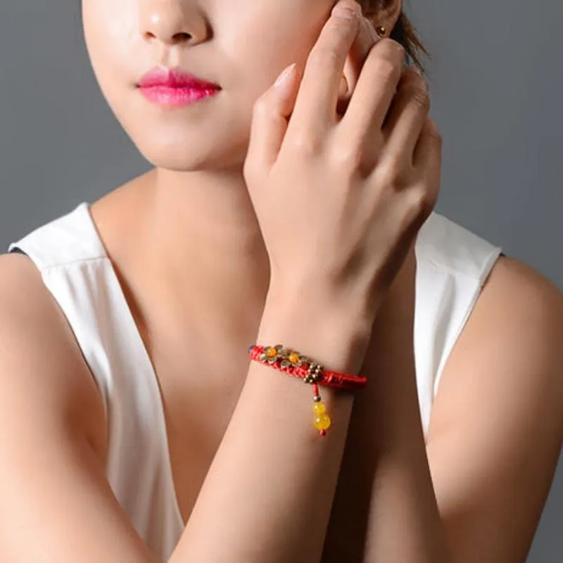 Ethnic Style Red Rope Agate Women Bracelet