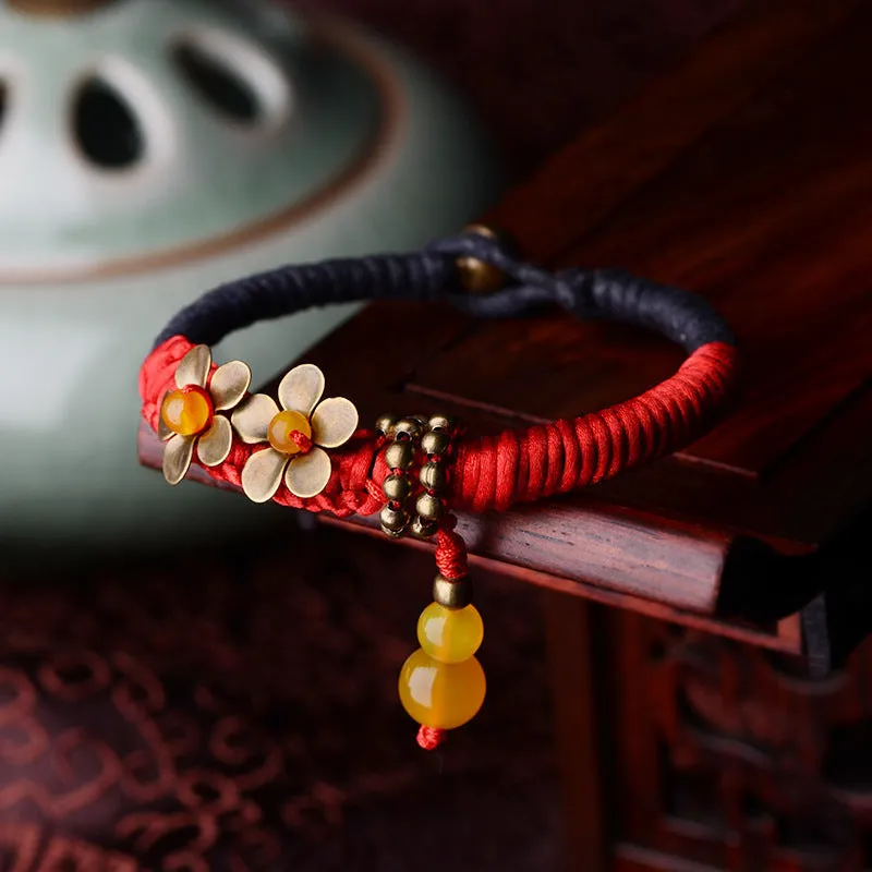 Ethnic Style Red Rope Agate Women Bracelet