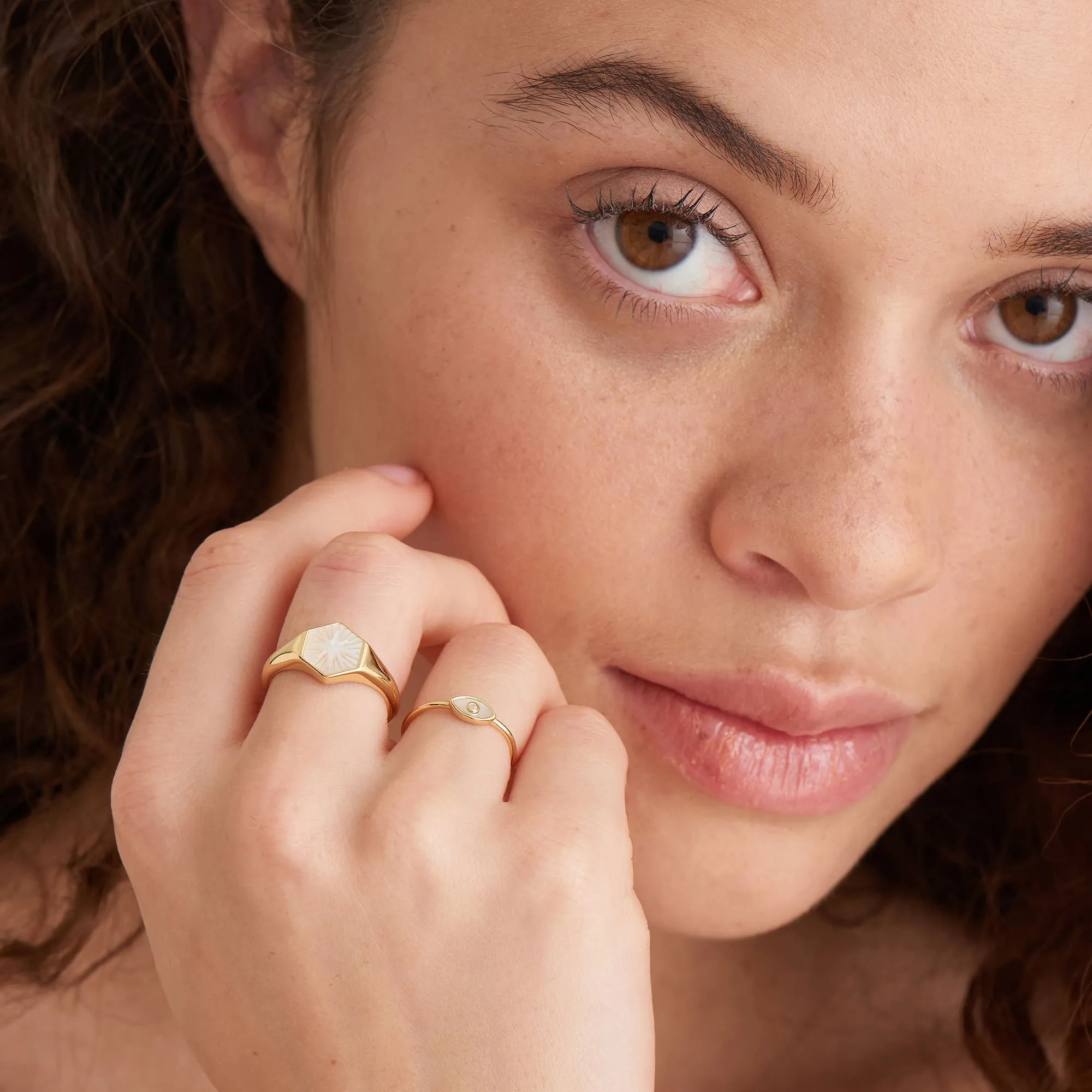 Evil Eye Gold Adjustable Ring