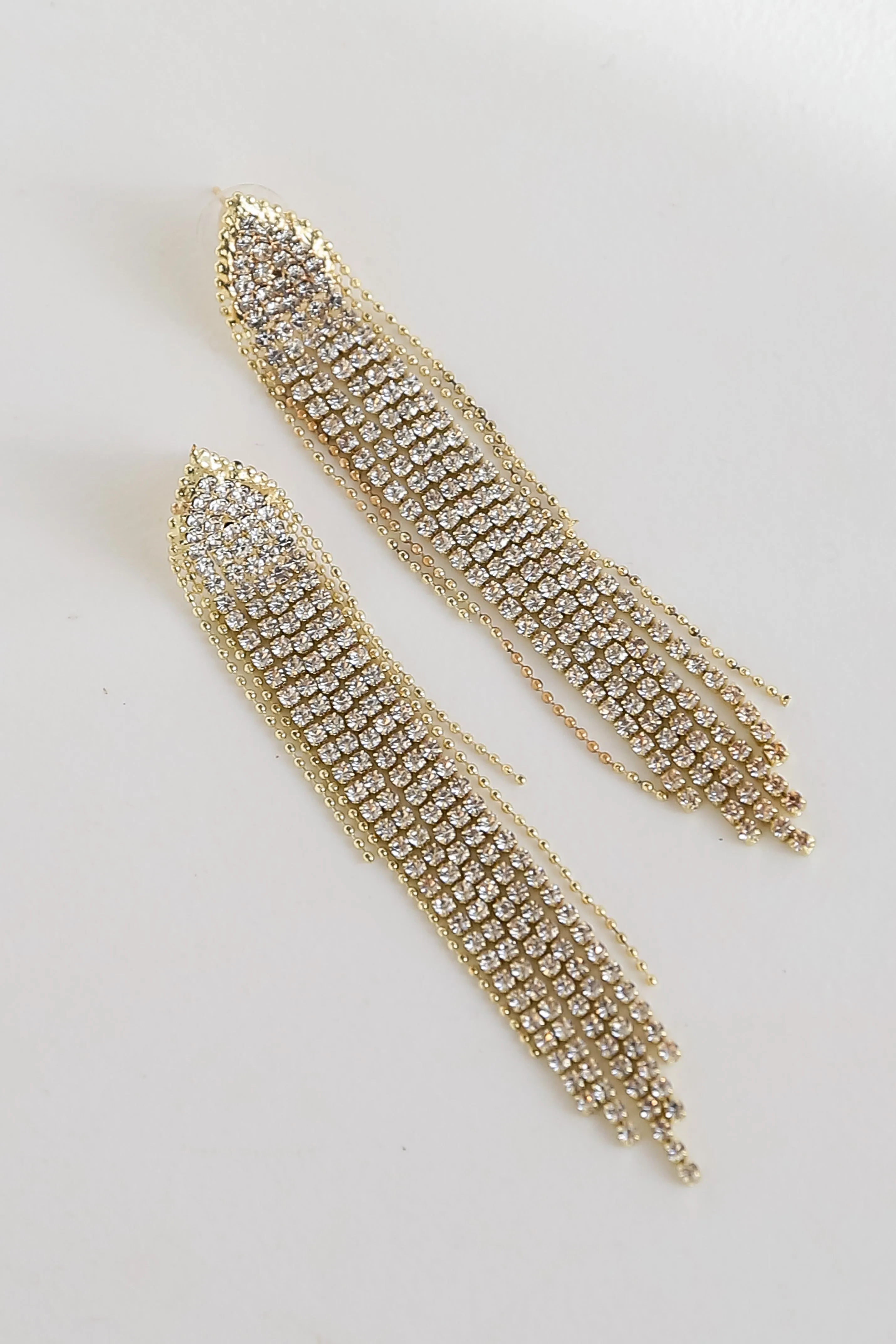 FINAL SALE - Miranda Gold Rhinestone Fringe Earrings