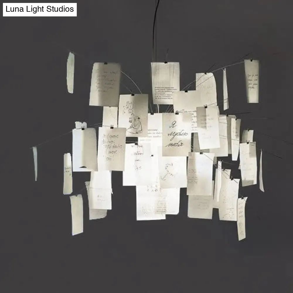 Flaky Paper Shade Drop Pendant Ceiling Light Fixture - Chrome Finish - Ideal for Study Room