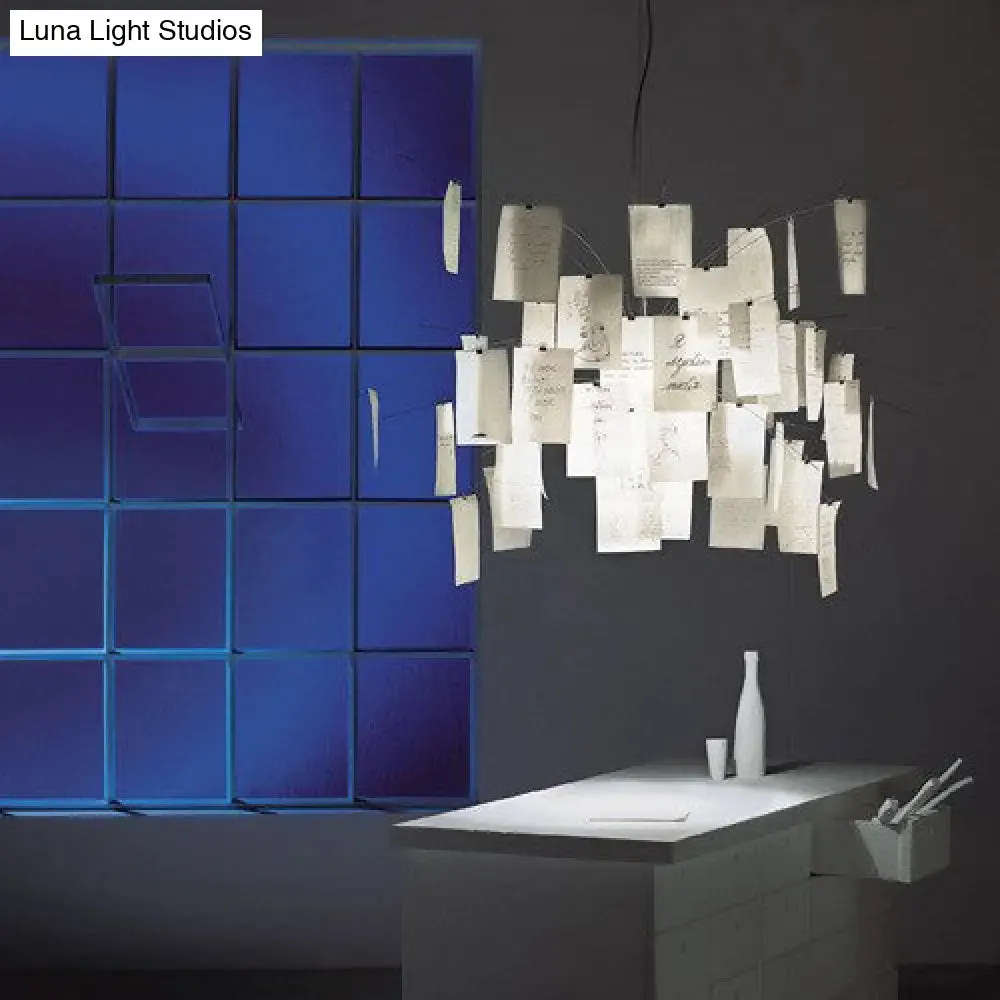 Flaky Paper Shade Drop Pendant Ceiling Light Fixture - Chrome Finish - Ideal for Study Room