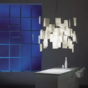Flaky Paper Shade Drop Pendant Ceiling Light Fixture - Chrome Finish - Ideal for Study Room