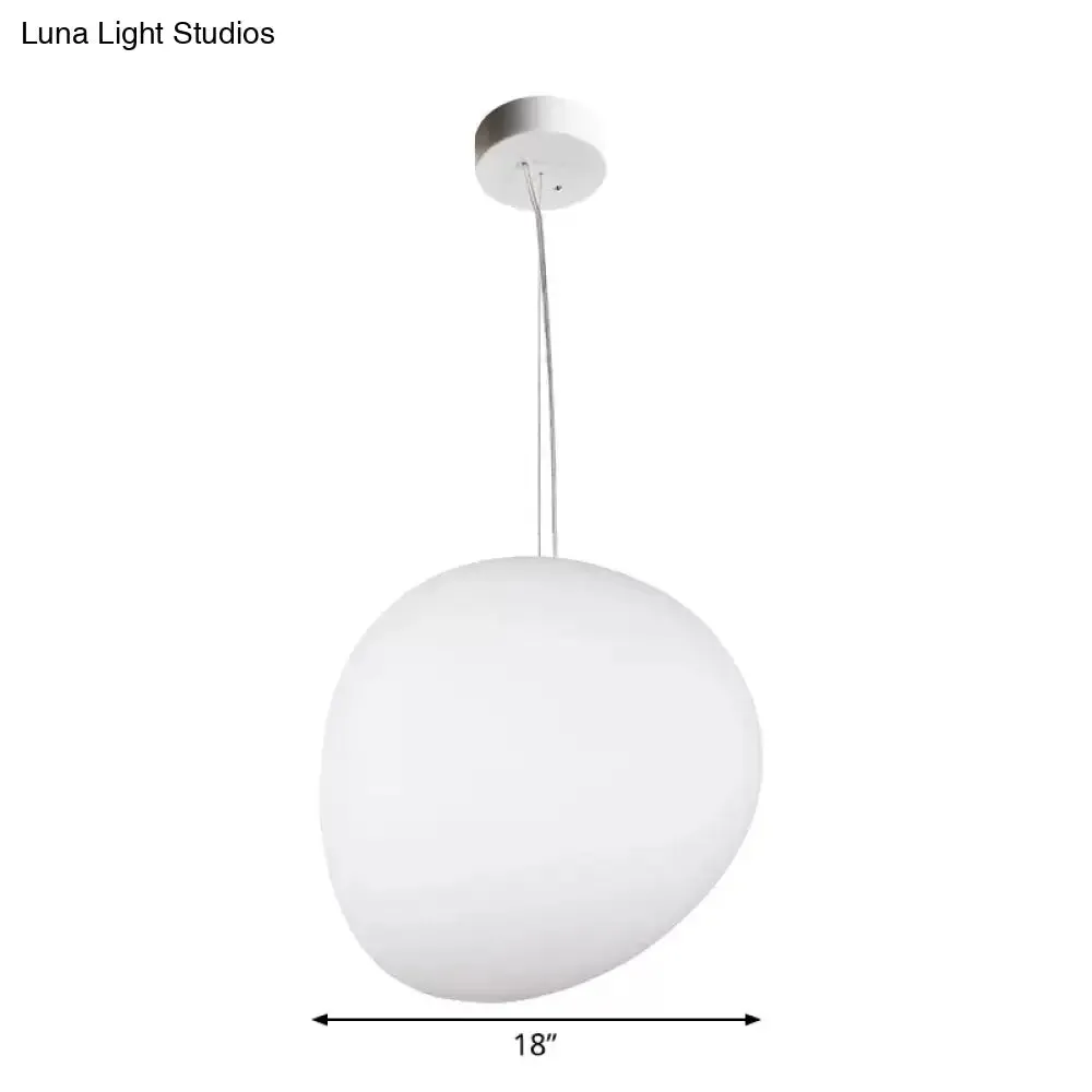 Floating Pebble Dining Room Pendant Lamp Cream Glass 1 Head Minimalist Hanging Ceiling Light in White, 9"/12.5"/18" Wide
