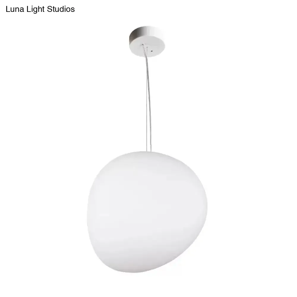 Floating Pebble Dining Room Pendant Lamp Cream Glass 1 Head Minimalist Hanging Ceiling Light in White, 9"/12.5"/18" Wide