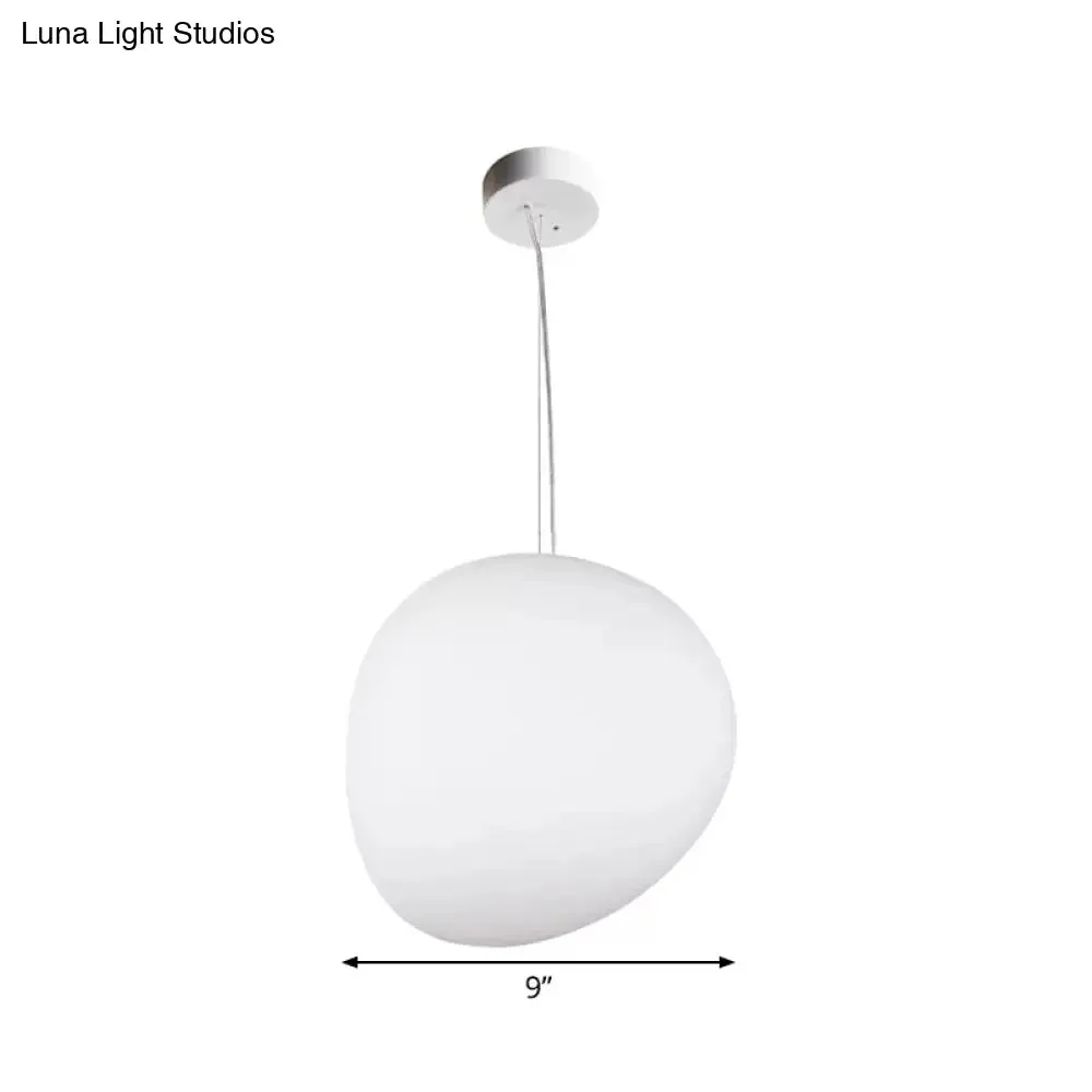 Floating Pebble Dining Room Pendant Lamp Cream Glass 1 Head Minimalist Hanging Ceiling Light in White, 9"/12.5"/18" Wide