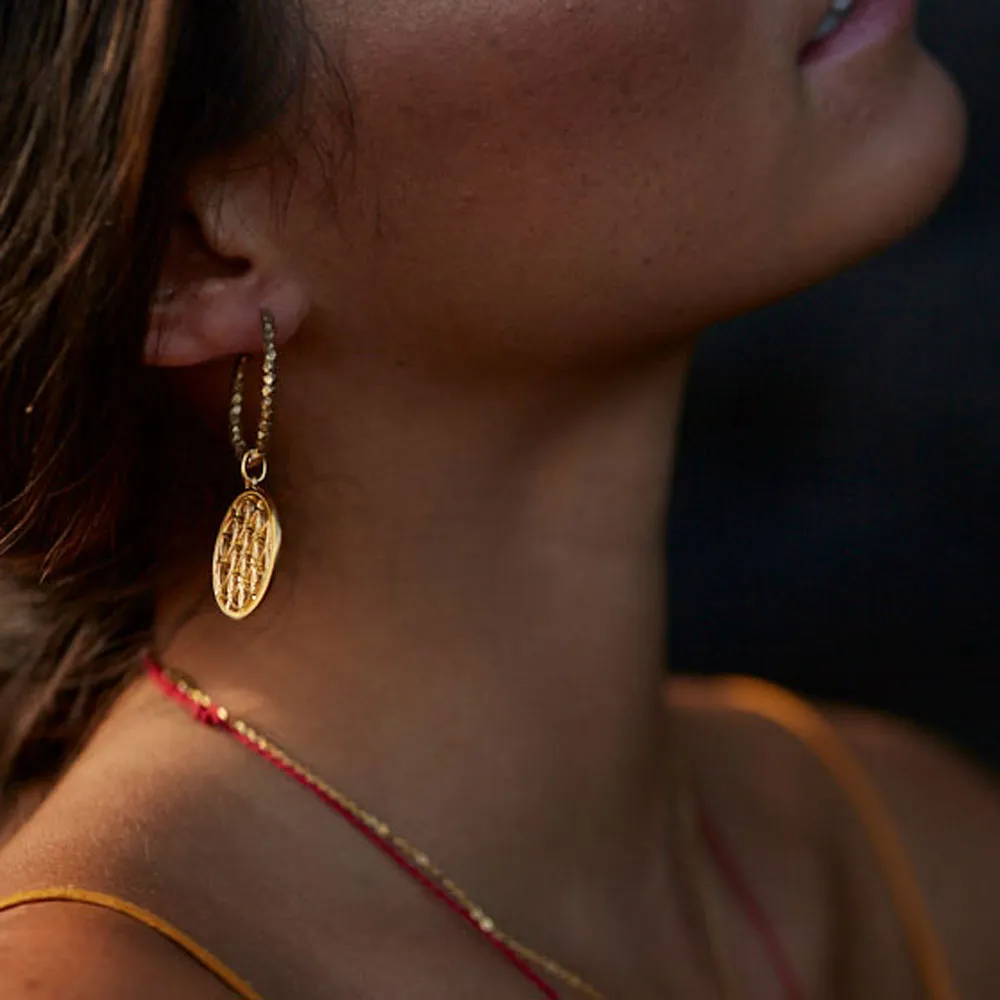 Flower of Life hoop earrings with beads gold-perfect
