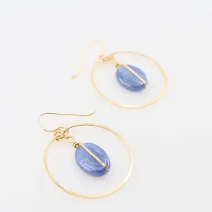 Forged Circle Earrings with Oval Kyanite