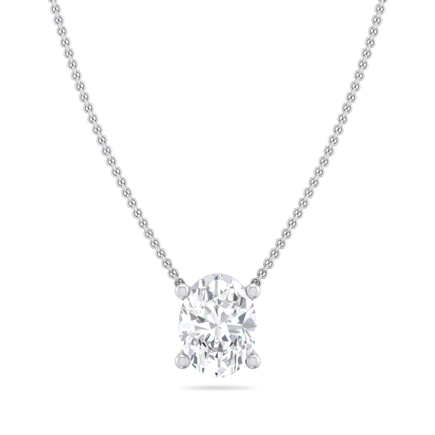 Four Prong Oval Solitaire Diamond Pendant