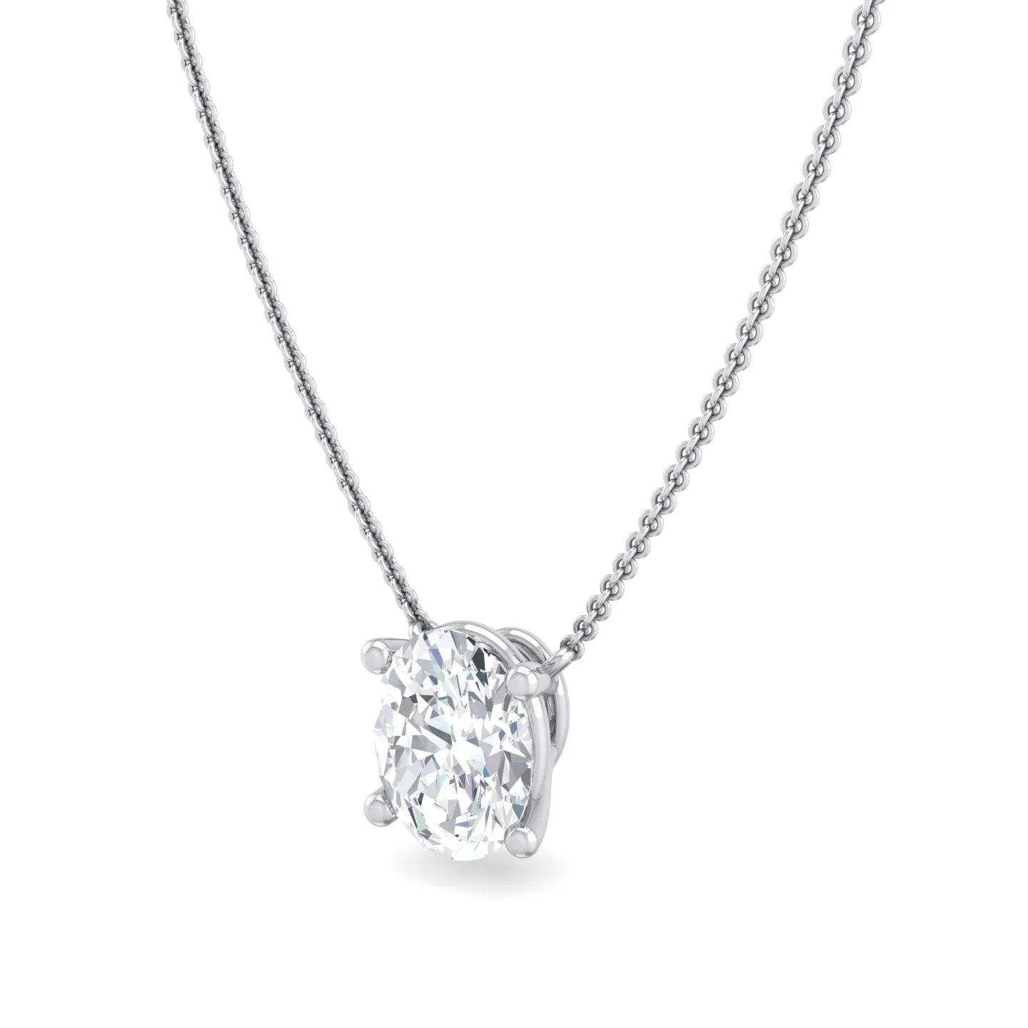 Four Prong Oval Solitaire Diamond Pendant
