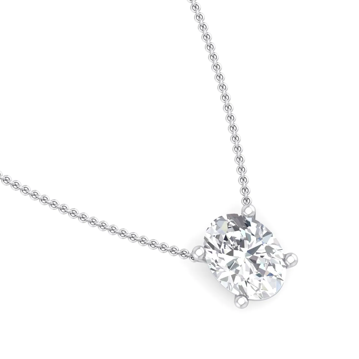 Four Prong Oval Solitaire Diamond Pendant