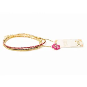 Fuchsia/Gold Sparkle & Shine Rhinestone Bracelet Trio