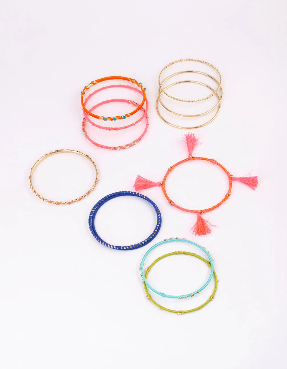 Gold Bright Tassel Bangle Pack