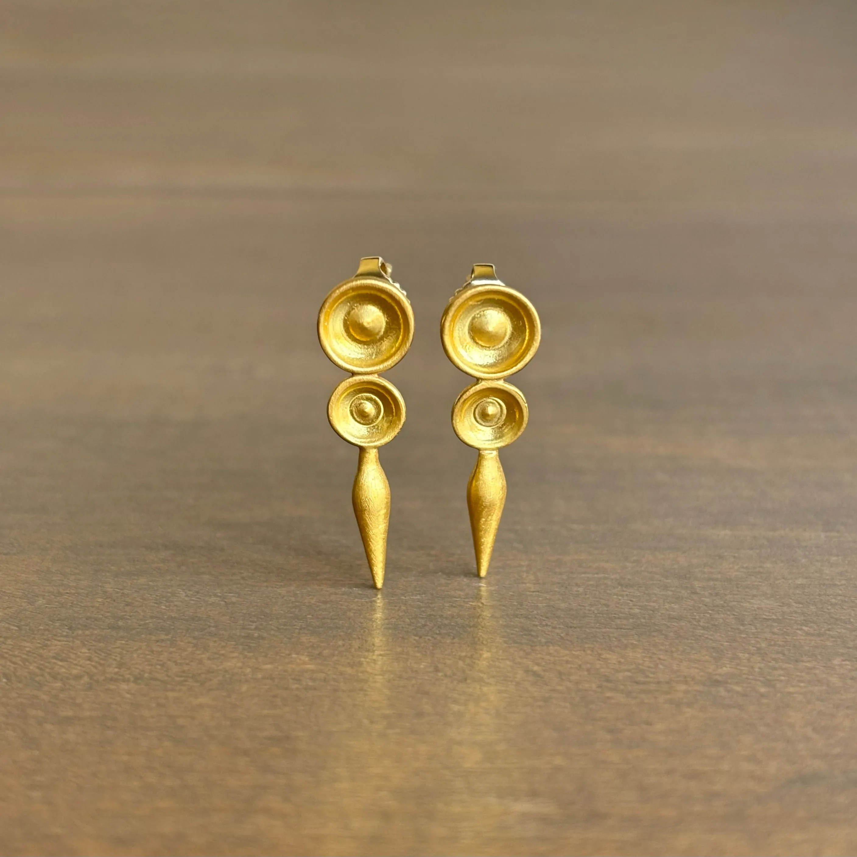 Gold Concave Pod Post Earrings