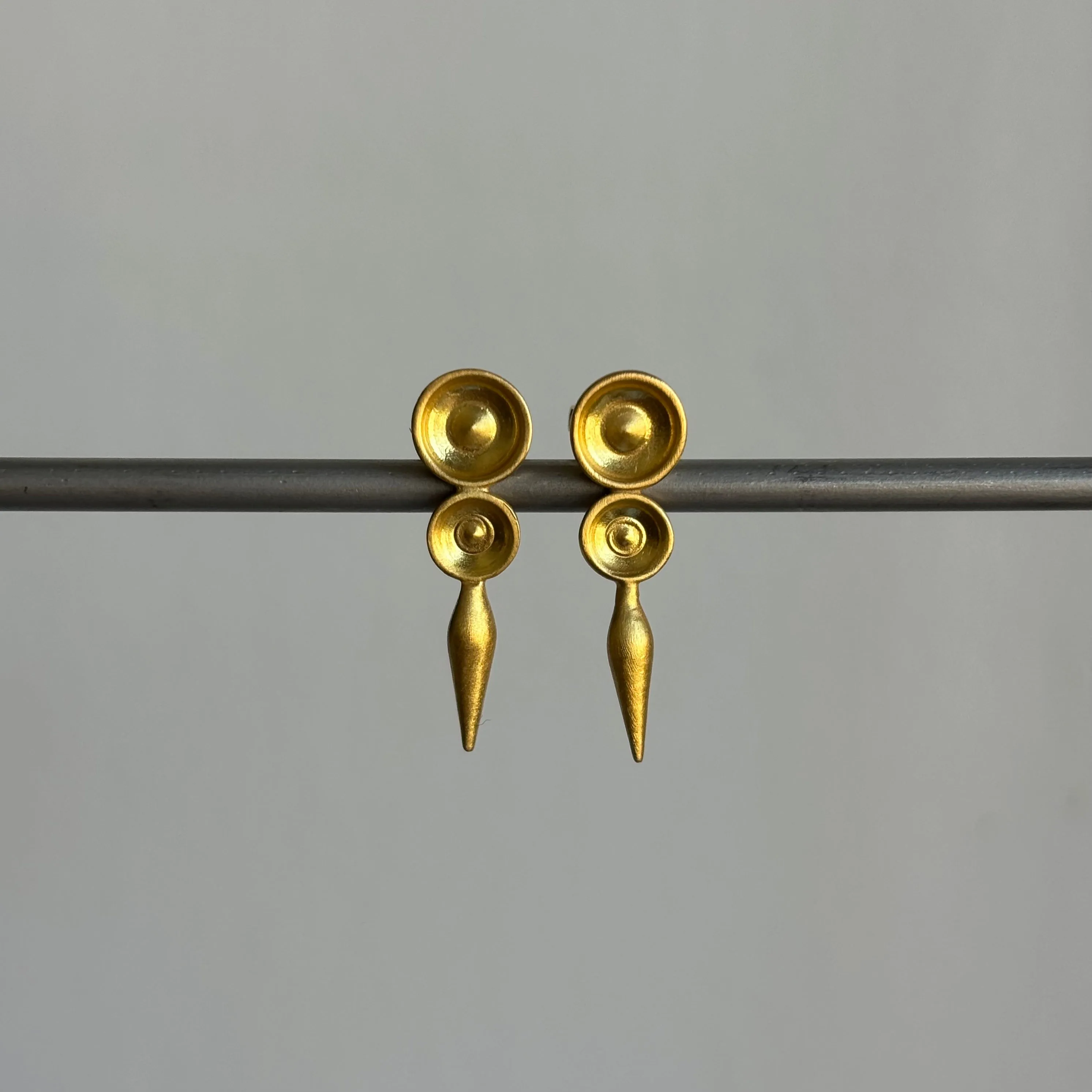 Gold Concave Pod Post Earrings