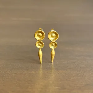 Gold Concave Pod Post Earrings