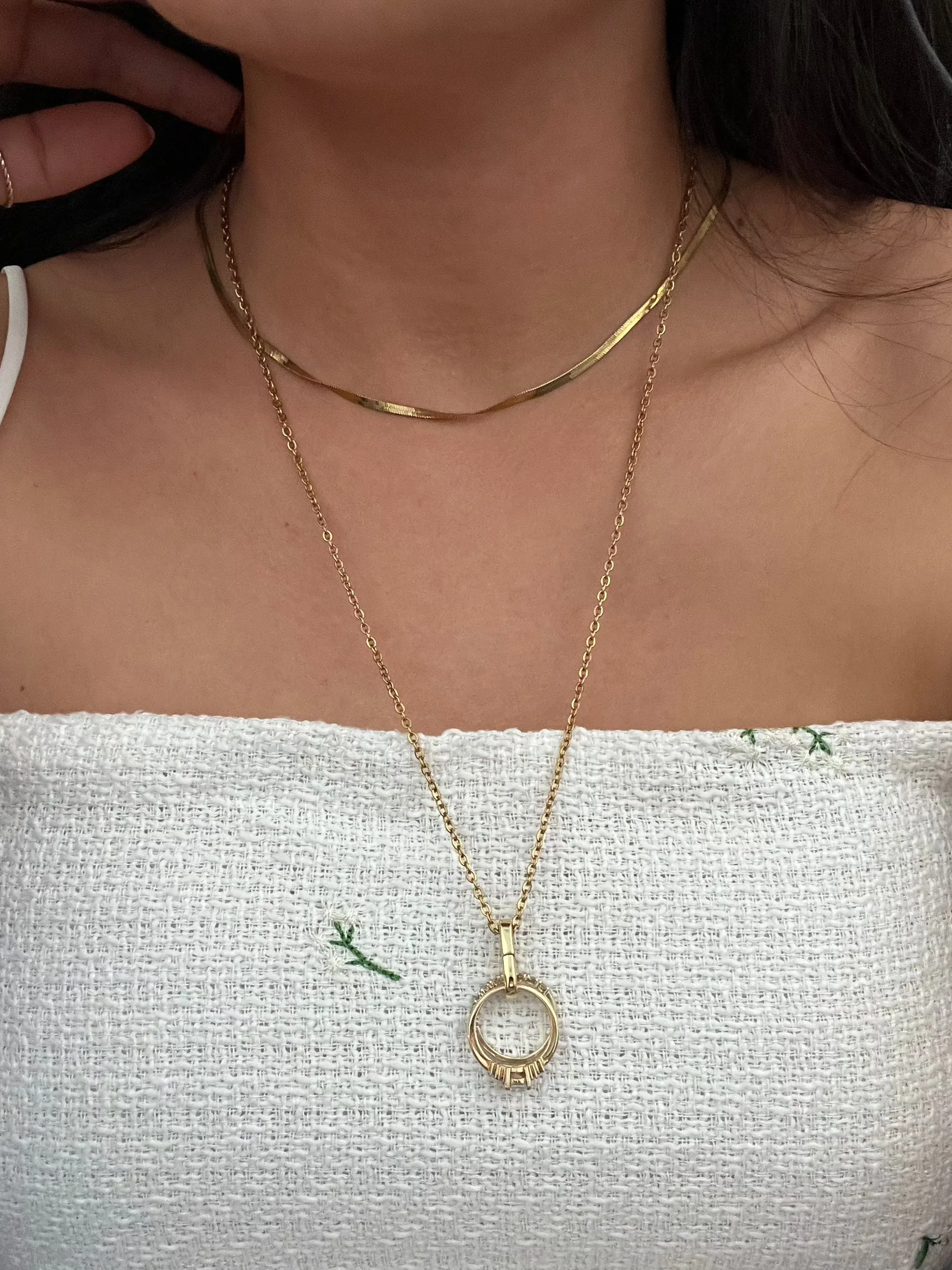 Gold Filled Ring Keeper Necklace in Oval