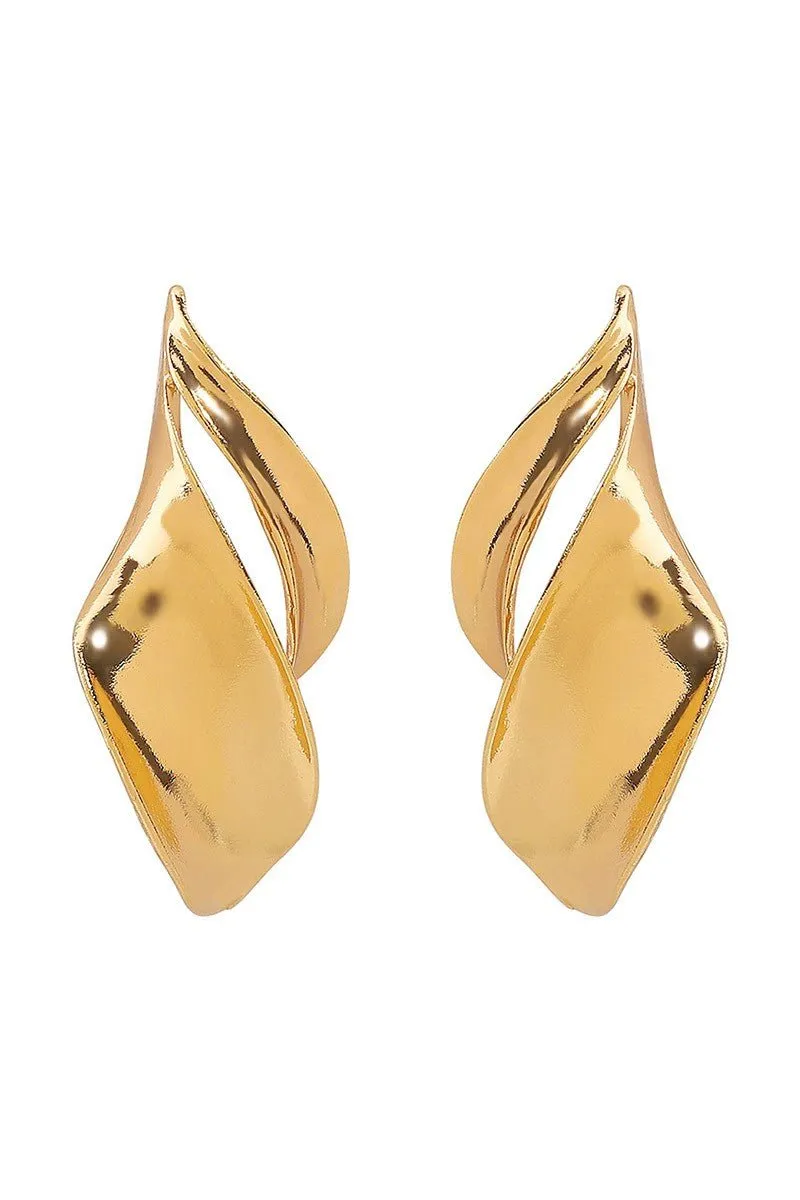 Gold Geometric Metal Twisted Dangle Earrings