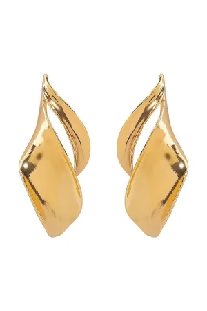 Gold Geometric Metal Twisted Dangle Earrings