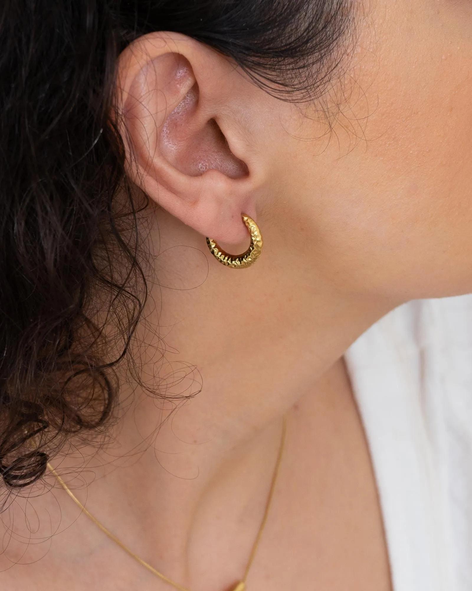 Gold Hammered Hoop Earrings