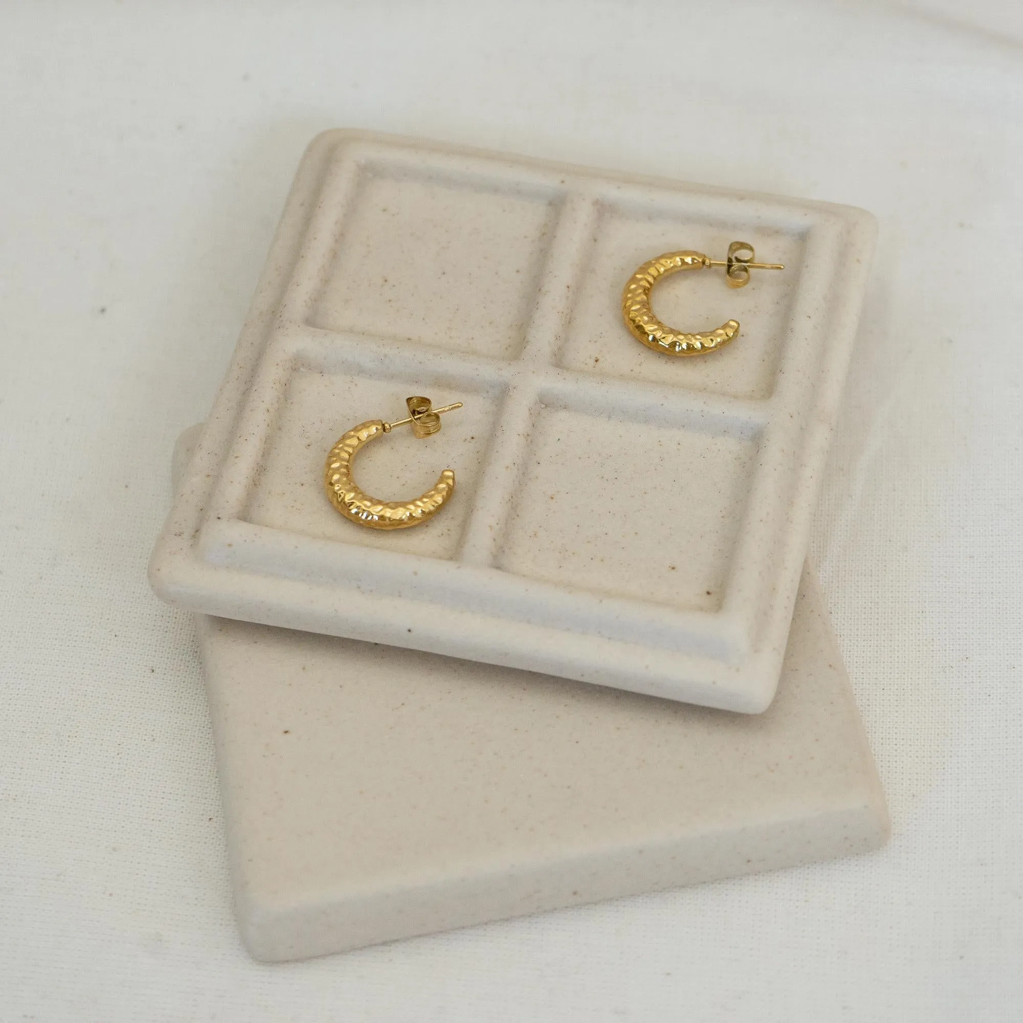Gold Hammered Hoop Earrings