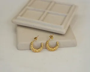 Gold Hammered Hoop Earrings