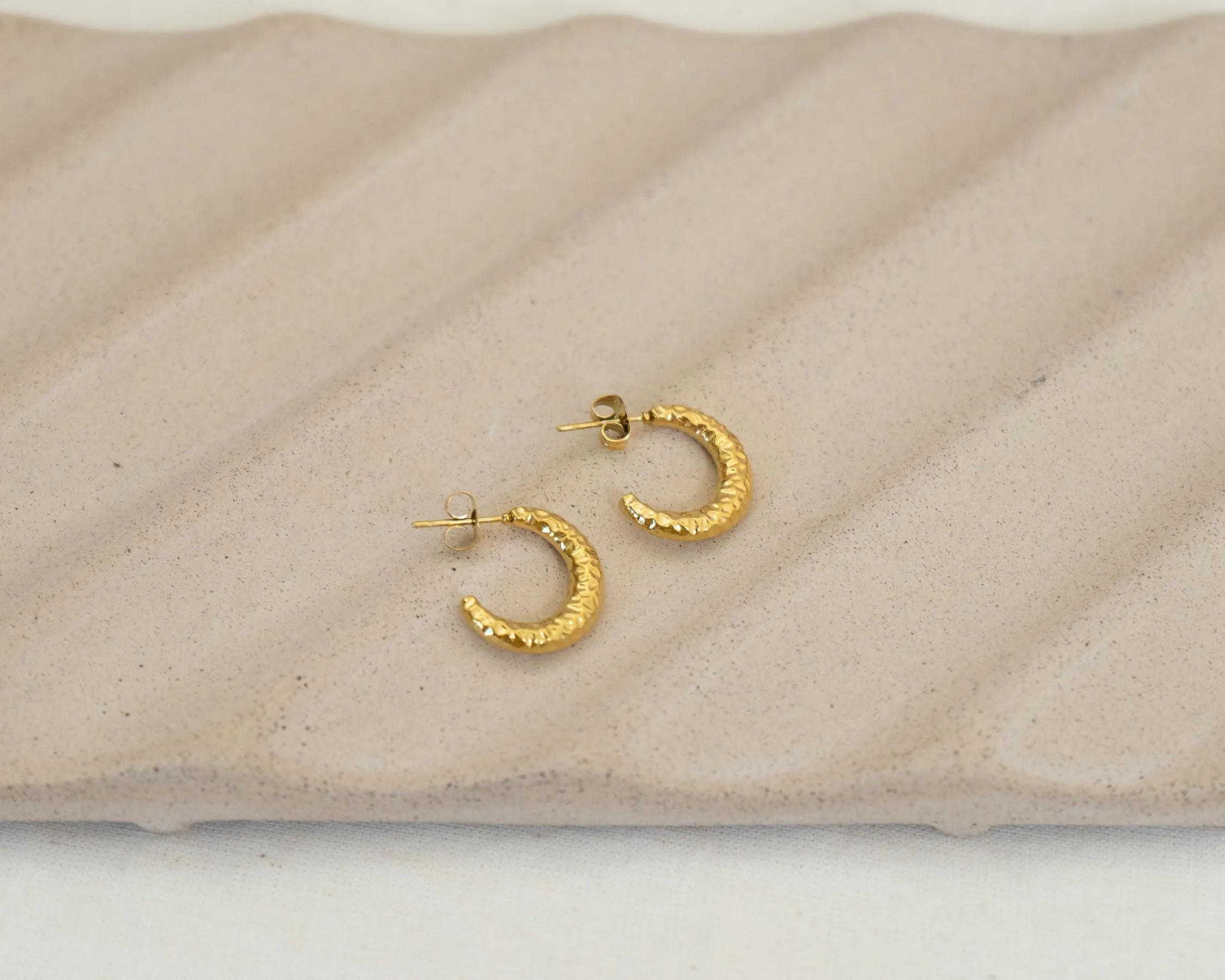 Gold Hammered Hoop Earrings