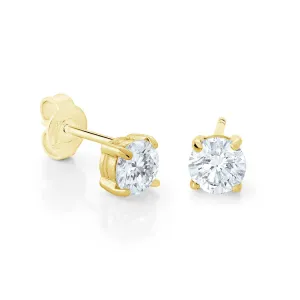 Gold IP 4mm Stud CZ Earrings | Italgem Steel
