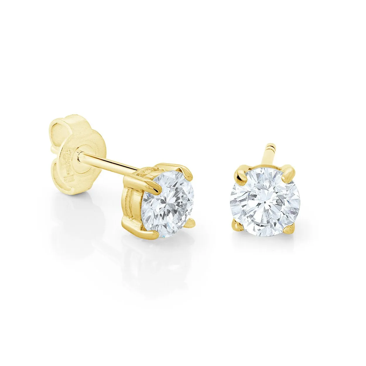 Gold IP 4mm Stud CZ Earrings | Italgem Steel