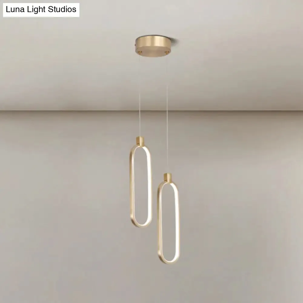 Gold LED Bedroom Pendant Light - Single Head Metal Ceiling Hanging Pendant