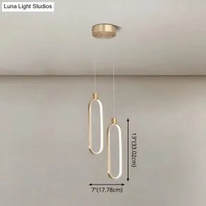 Gold LED Bedroom Pendant Light - Single Head Metal Ceiling Hanging Pendant